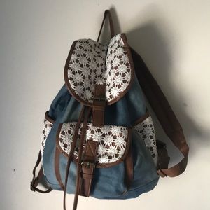Denim and lace backpack